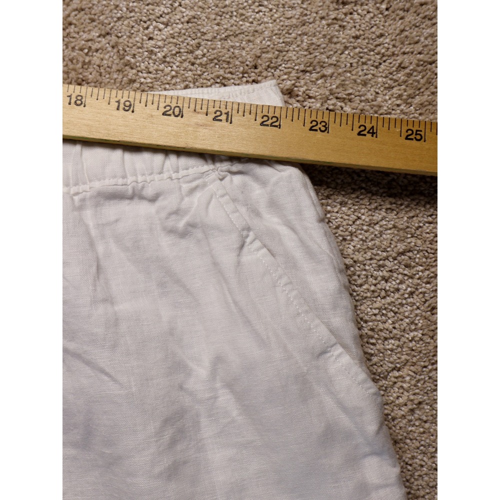 TAHARI Women's White 100 % Linen Pull On Elastic Waist Drawstring Shorts Plus 3X - Picture 7 of 9